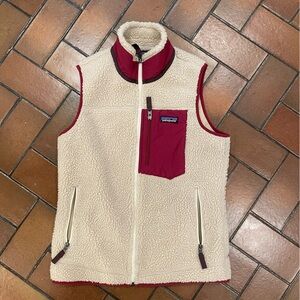Patagonia Cream and Red Fleece Vest